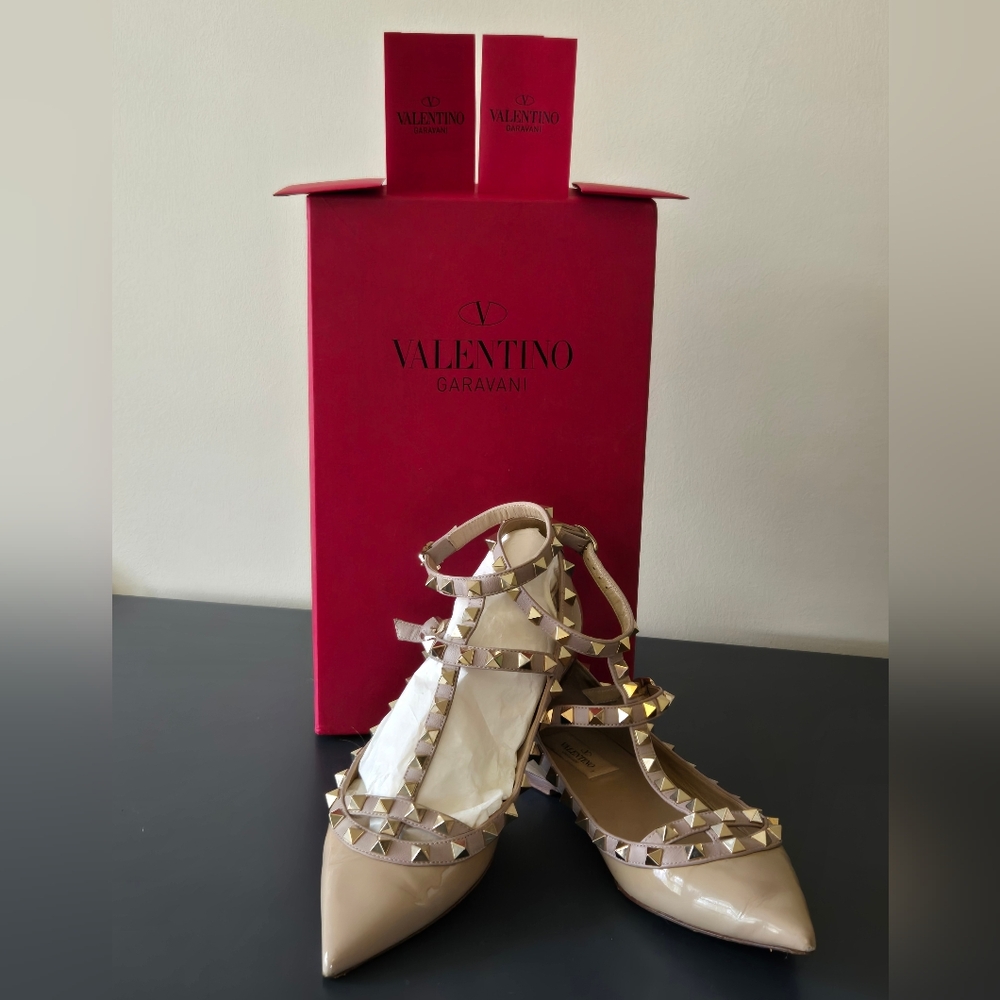 Valentino Garavani Nude Flats with Gold Studs